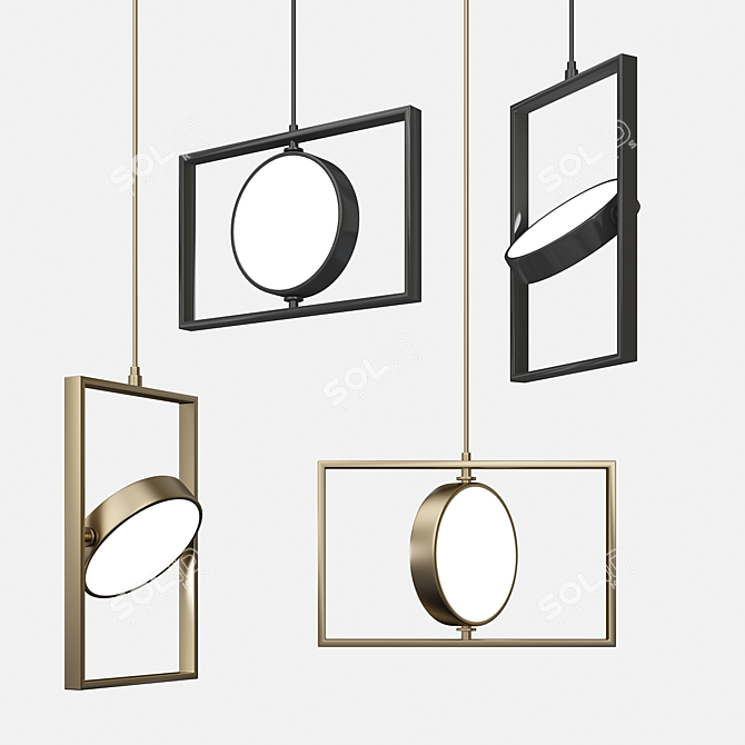 Lunar Rectangle Pendant Light 3D model image 1