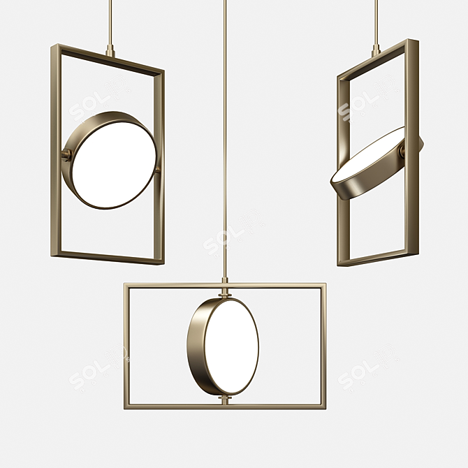 Lunar Rectangle Pendant Light 3D model image 2