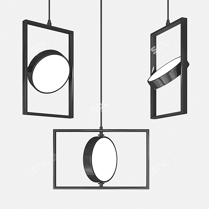 Lunar Rectangle Pendant Light 3D model image 3