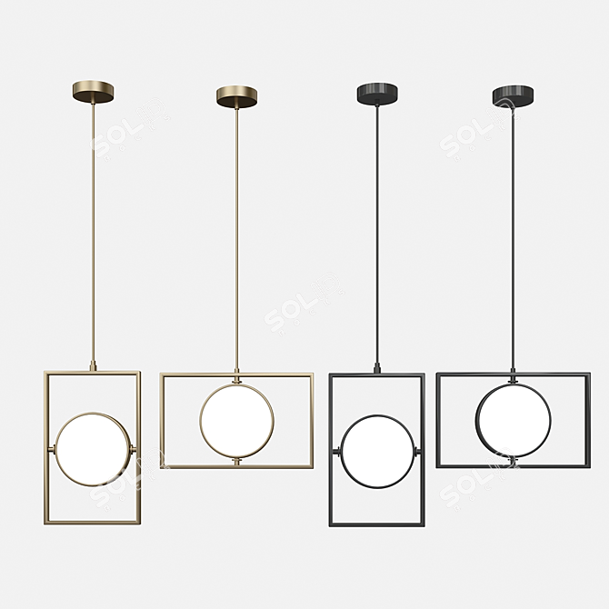 Lunar Rectangle Pendant Light 3D model image 4