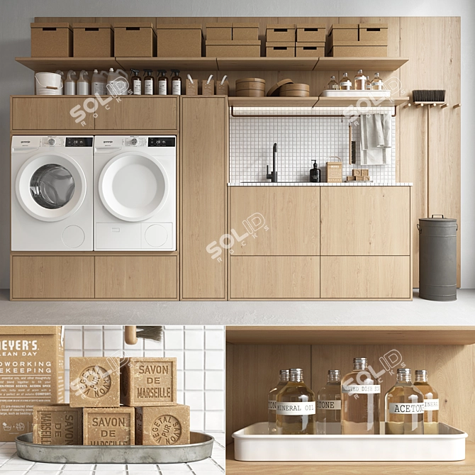 Modern Laundry Room Set 3D model image 1