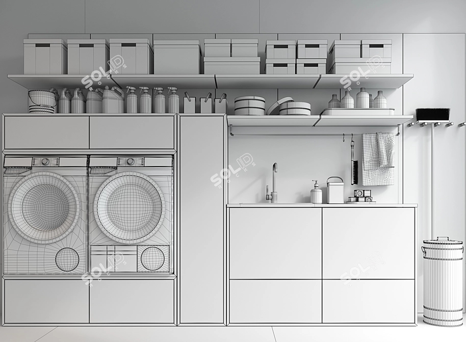 Modern Laundry Room Set 3D model image 4