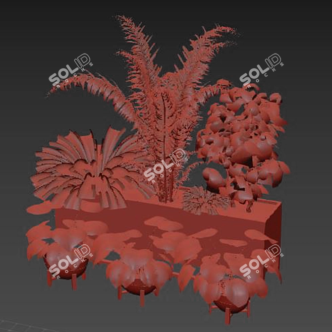 Lush Indoor Plant Set 3D model image 2