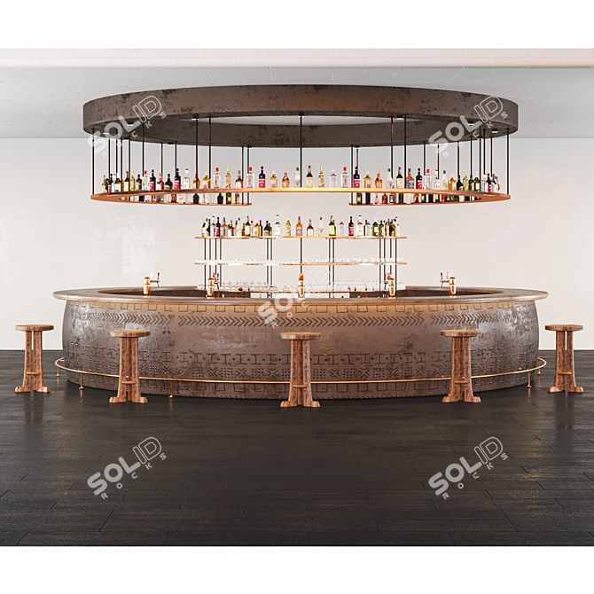 Ethnic African Pottery Bar Counter 3D model image 1