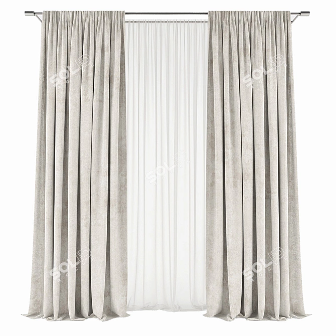 Polyester Blend Curtain Panels 3D model image 1