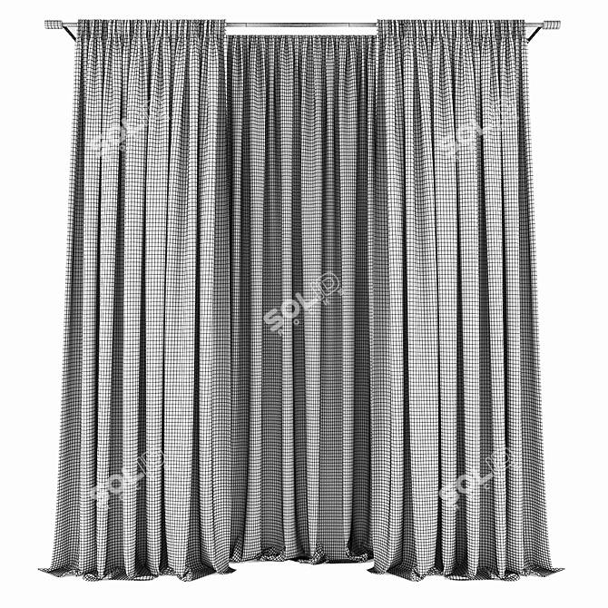 Polyester Blend Curtain Panels 3D model image 2