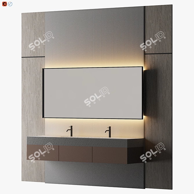 Luxury Bathroom Interior Set 3D model image 2