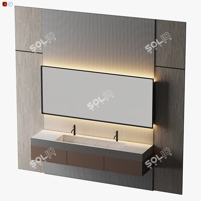 Luxury Bathroom Interior Set 3D model image 3