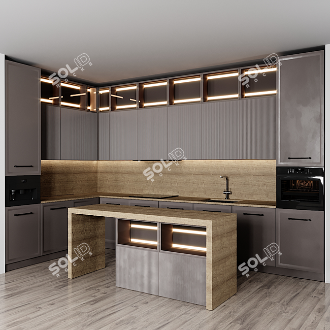 Modern Kitchen 3D Model 3D model image 1