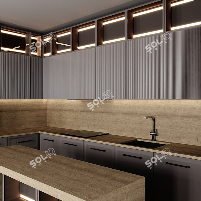 Modern Kitchen 3D Model 3D model image 3