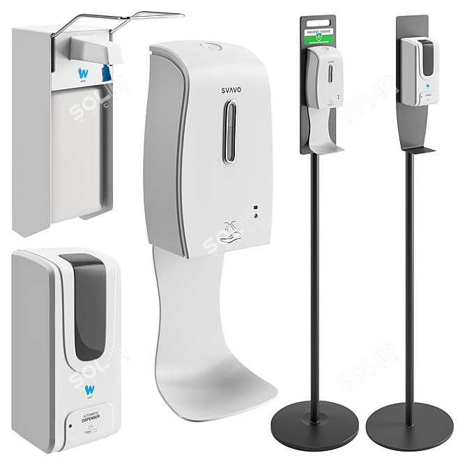 Hygiene Solution Set: Soap & Sanitizer Dispensers 3D model image 1