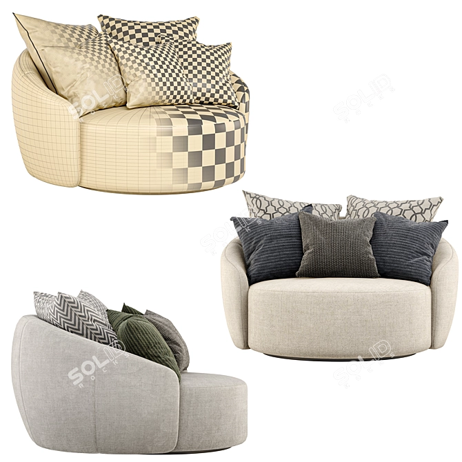 Flex Team Globe Poltrono - 3D Sofa in 2 Colors/Materials 3D model image 4