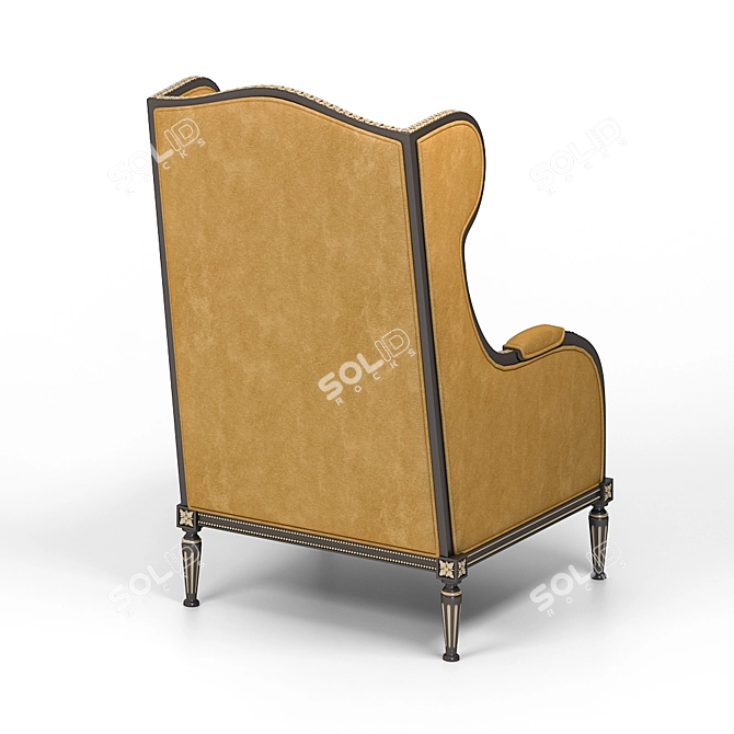 Elegant Wingback Chair: Fabulous Fabric & Wooden Frame 3D model image 4