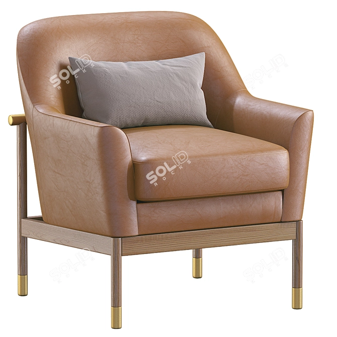 Alperce Leather Armchair: Vintage Elegance for Your Comfort 3D model image 1