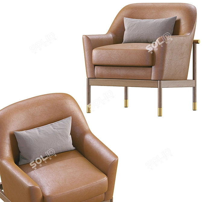 Alperce Leather Armchair: Vintage Elegance for Your Comfort 3D model image 2