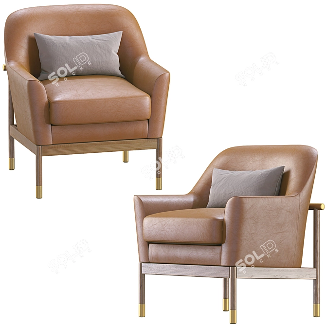 Alperce Leather Armchair: Vintage Elegance for Your Comfort 3D model image 3