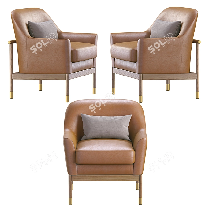 Alperce Leather Armchair: Vintage Elegance for Your Comfort 3D model image 4