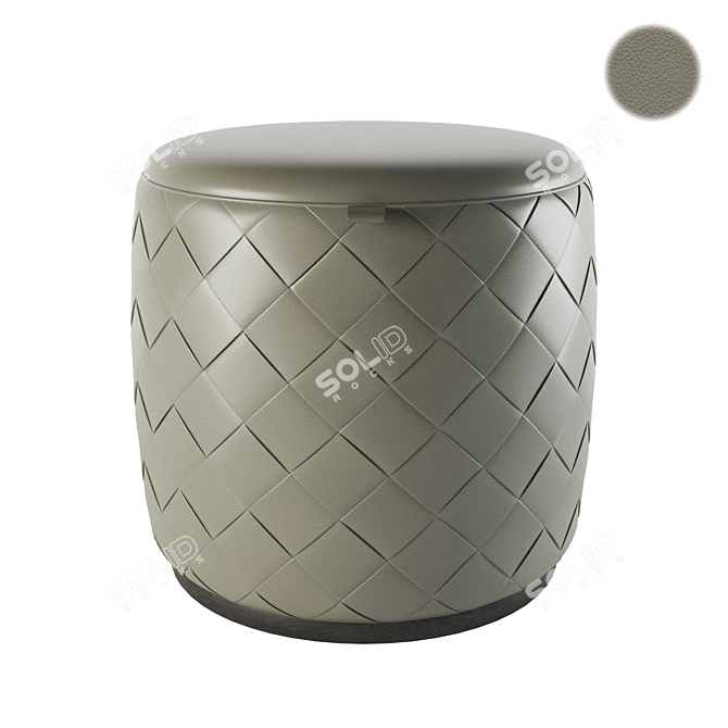 Luxury Leather Round Pouf: Grant Deluxe 3D model image 3