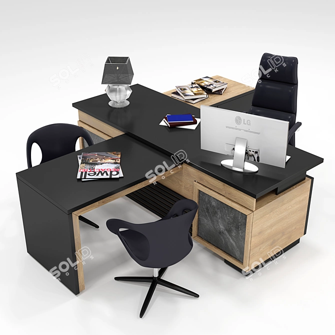 Executive Office Furniture Set 3D model image 1