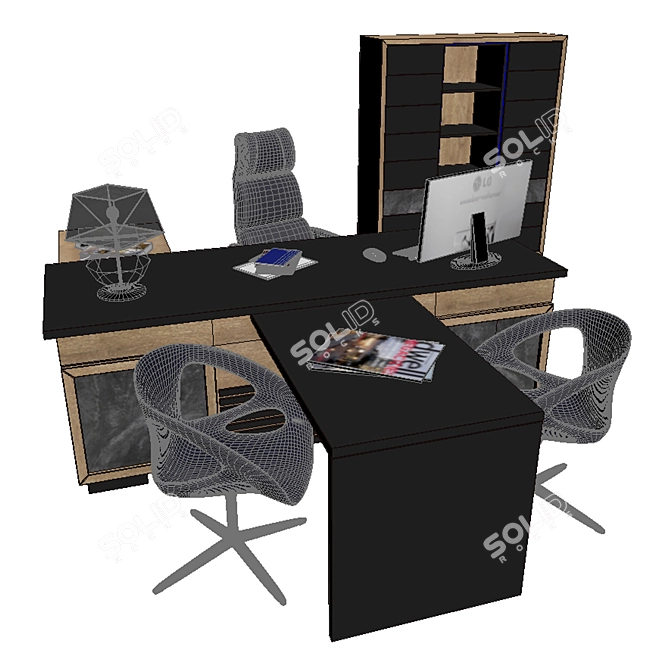 Executive Office Furniture Set 3D model image 4