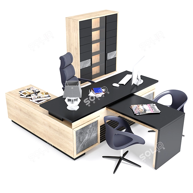 Executive Office Furniture Set 3D model image 5