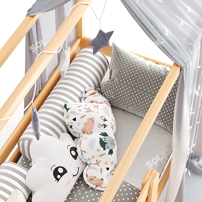 Cozy Co Sleeper: Adjustable Baby Bed 3D model image 2