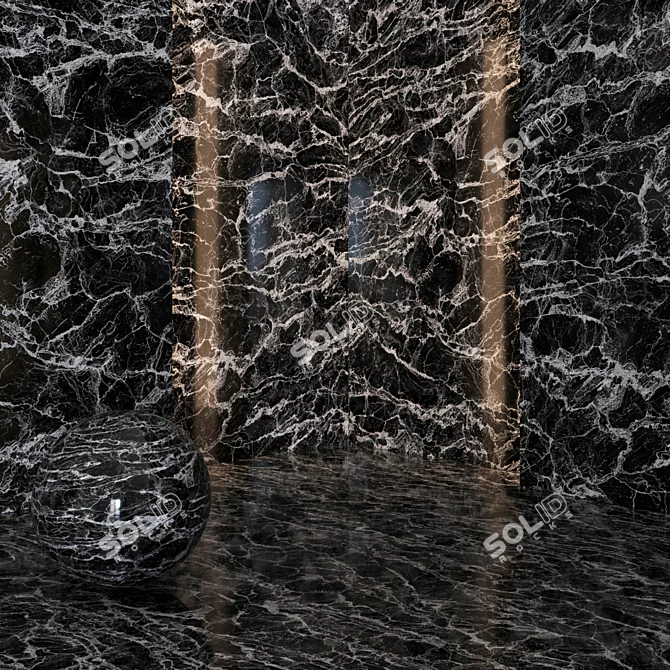 Elegant Black Marble Wallpaper 3D model image 2