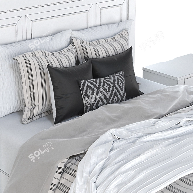 Elegant Jennily Queen Bed Set 3D model image 3