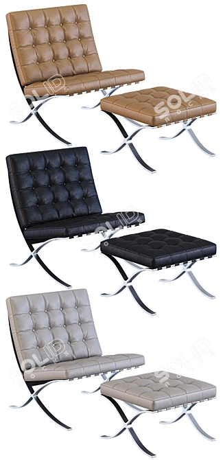 Sleek and Stylish Barcelona Chair 3D model image 2