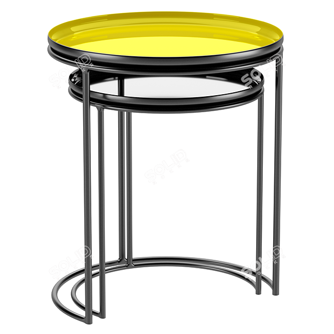 Modern 2-Piece Round Coffee Tables 3D model image 2