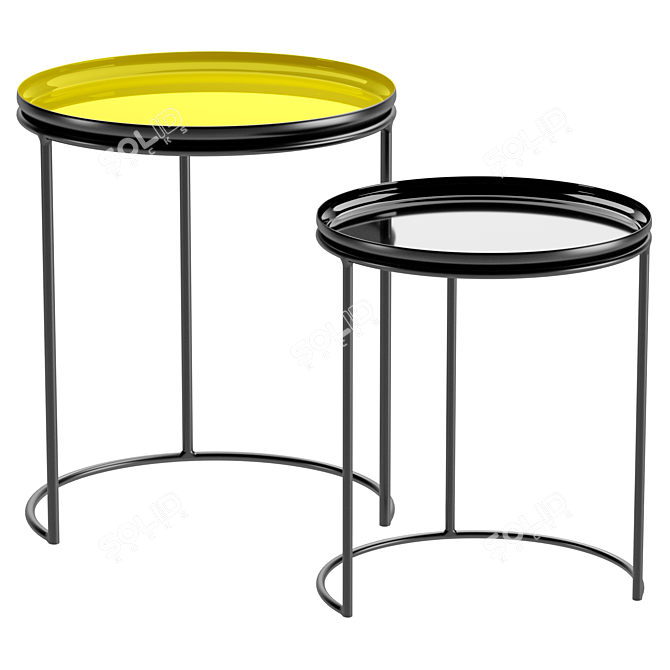 Modern 2-Piece Round Coffee Tables 3D model image 3