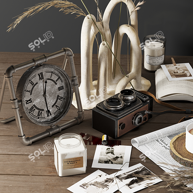 Vintage Camera Decor Set 3D model image 3