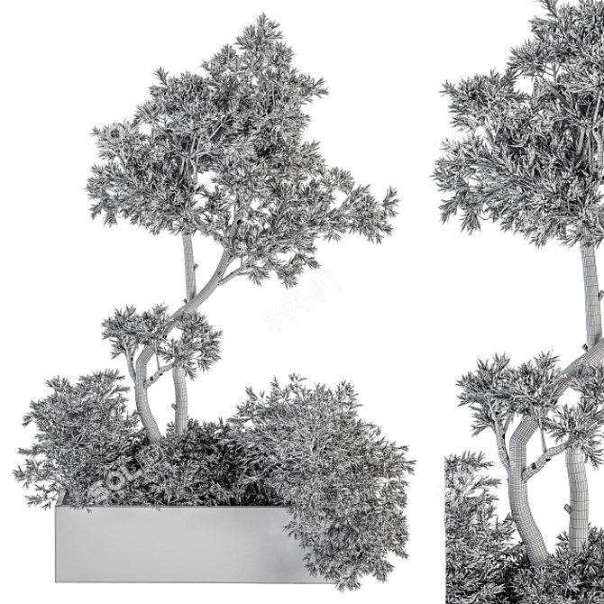 Elegant Marble Box Indoor Plants 3D model image 2