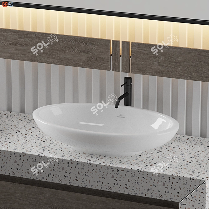 Modern Gray Bathroom Design 3D model image 4
