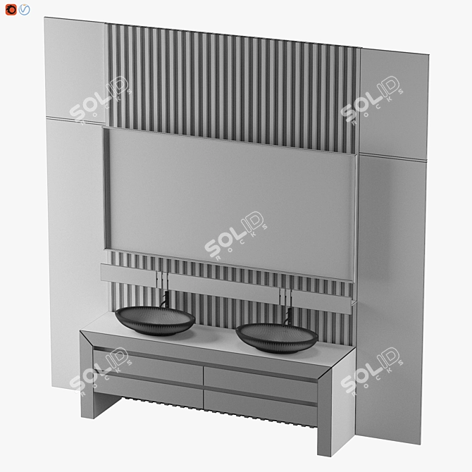 Modern Gray Bathroom Design 3D model image 5