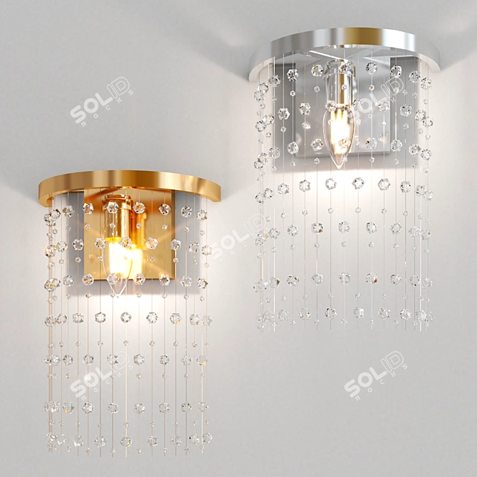Golden Zild Wall Sconce: Stylish Metal and Glass Lighting 3D model image 2