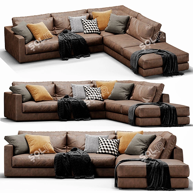 Elegant Mauro Leather Sectional Sofa 3D model image 1