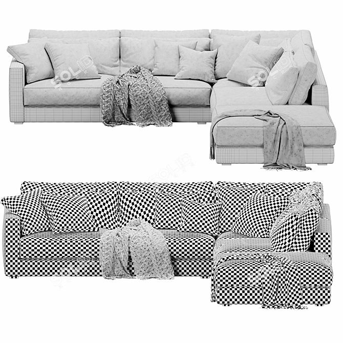 Elegant Mauro Leather Sectional Sofa 3D model image 5