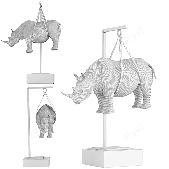 Rhino Hanging Sculpture 3D model image 2