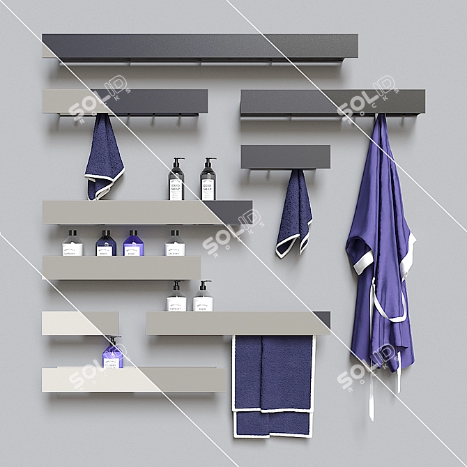 Stylish Tezza Bathroom Shelves 3D model image 1