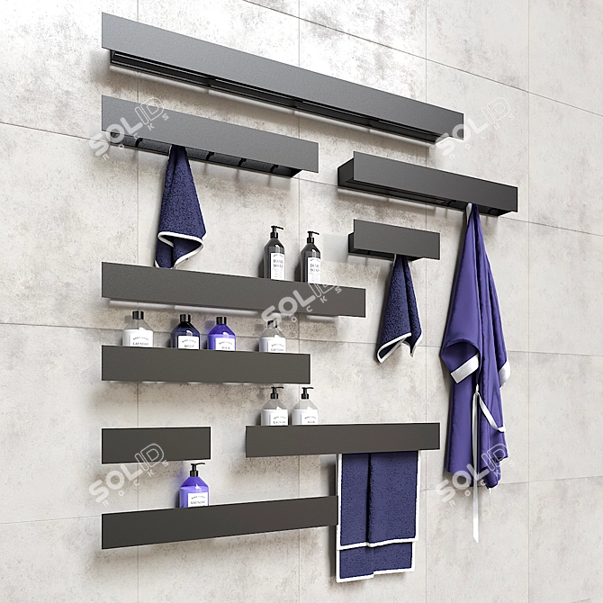 Stylish Tezza Bathroom Shelves 3D model image 2