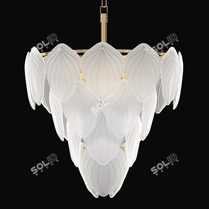 Elegant Milk Glass Chandelier 3D model image 1