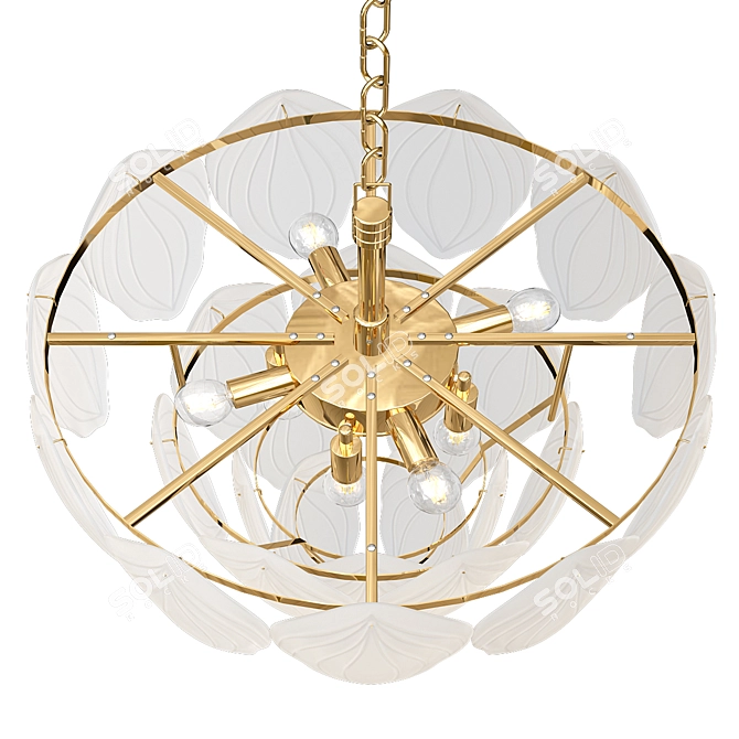 Elegant Milk Glass Chandelier 3D model image 2