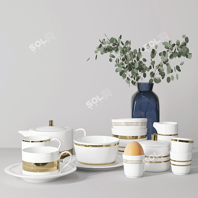 Elegant Dining Set: Tableware 01 3D model image 1