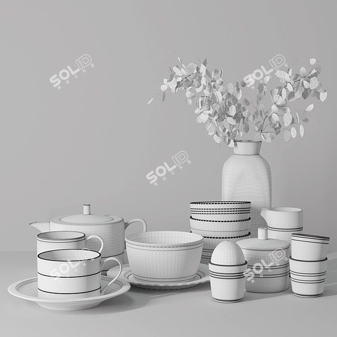 Elegant Dining Set: Tableware 01 3D model image 2