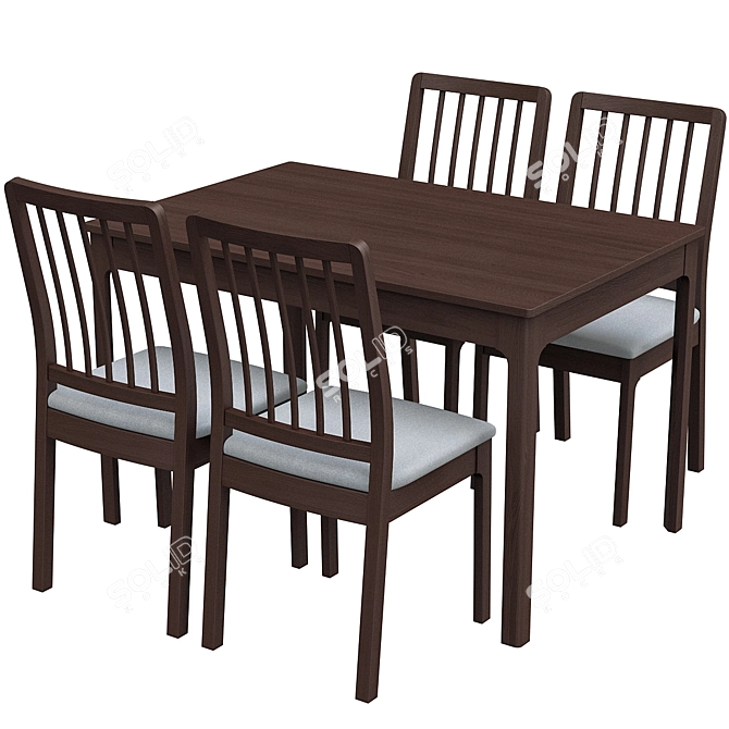 Ekedalen Extendable Table: Dark Brown, 120/180x80 cm 3D model image 2