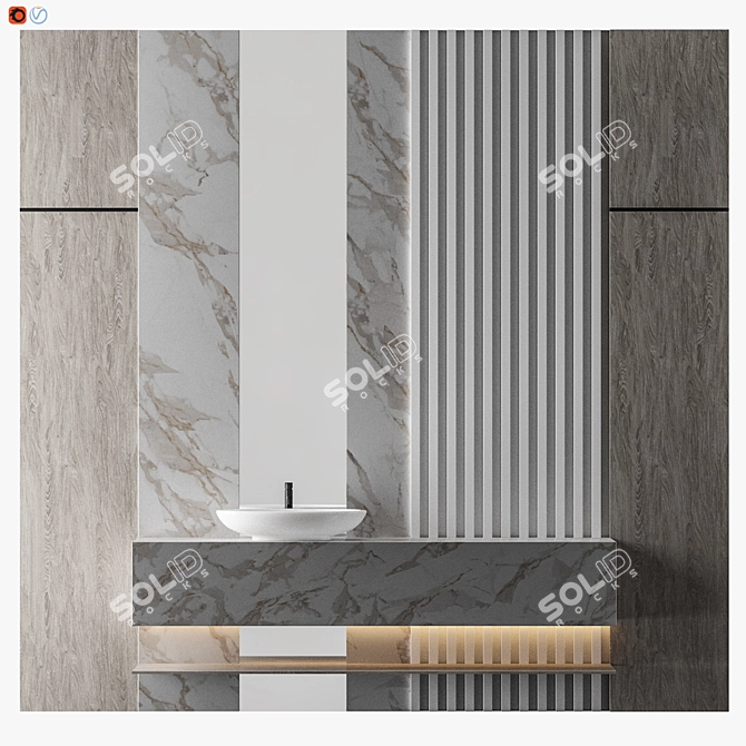 Elegant Natural Stone Bathroom 3D model image 1