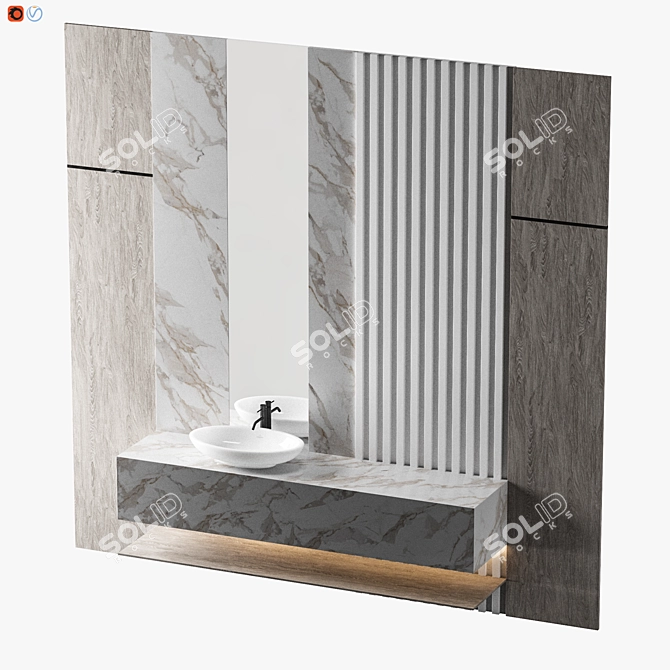 Elegant Natural Stone Bathroom 3D model image 3