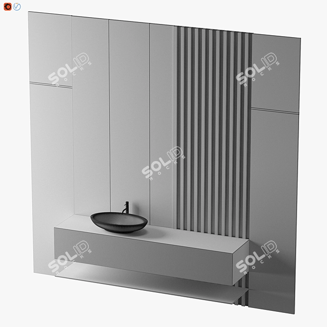 Elegant Natural Stone Bathroom 3D model image 5