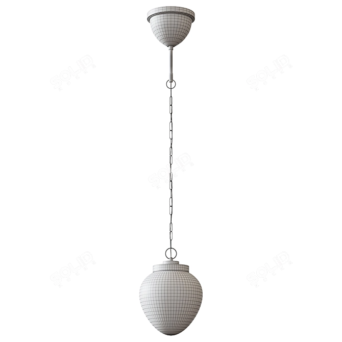 Title: Milk Glass Pendant Lamp with Bow 3D model image 2